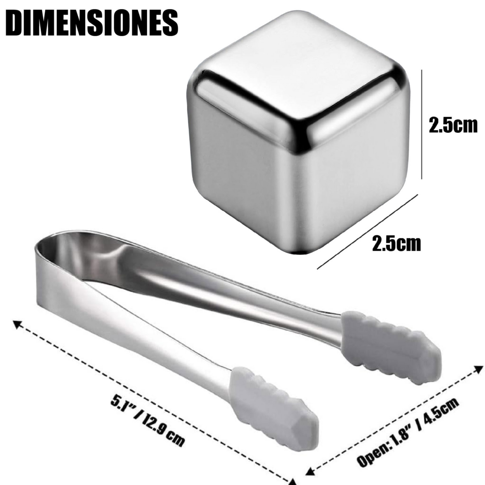 Set X8 cubos hielo reutilizables ácero